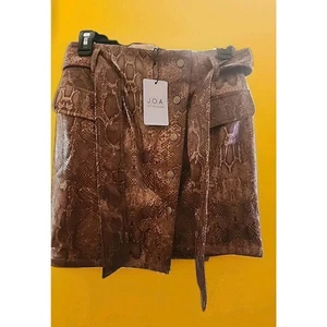 NWT J.O.A. JOA Faux Leather Overlap Mini Skirt Vegan Embossed Snake Small A121 - Picture 1 of 5