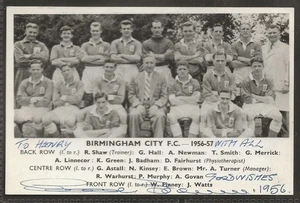 DAILY EXPRESS-FOOTBALL TEAM GROUP 1956/57 (POSTCARD)-#53- BIRMINGHAM CITY - Picture 1 of 2