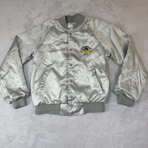 Vintage Indy 500 Bomber Jacket Size Small Gray Silver 0247 - Picture 1 of 9