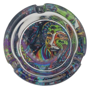 Aufkleber dickes Glas Rauchen Aschenbecher - psychedelisches trippiges Gesicht - 3,5 Zoll breit - Bild 1 von 1