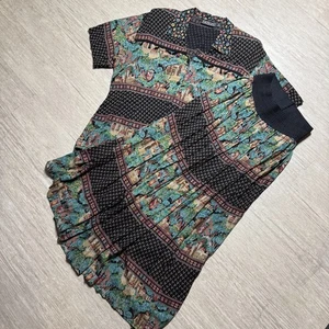 Vintage Karen Kane Skirt Blouse Set Button Shirt Sz 10 Scenic Village Whimsical - Picture 1 of 8
