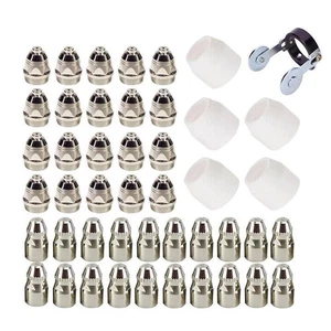 Complete 46 Piece Plasma Cutter Consumables Set Electrodes Tips Shield Cups - Picture 1 of 15