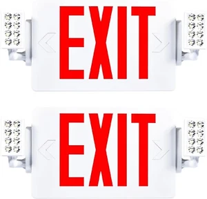 2 Pack LED EXIT Sign Light Combo with Back-up Battery for Commercial UL Listed - Picture 1 of 12