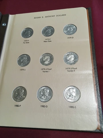 Complete 18 Coin Susan B Anthony Dollar Set With Proofs & Types In Dansco Album Cover