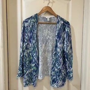 Chico’s Abstract Sweater Size 3 or XL Open Cardigan - Picture 1 of 7