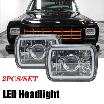 Pair 5x7" 7x6" 7 " 300W LED Headlights DRL For Dodge D150 D250 D350 Ram 50 H4 - Image 1 of 4