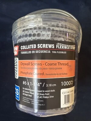 Grip-Rite CS114C - Tira flexible tornillos para paneles de yeso 6x1-1/4" cabeza de corneta Foto 1 de 4