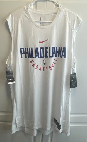 Philadelphia 76ers Shooting Shirt White Men’s Nike Dri Fit Extra Large Tall Cover