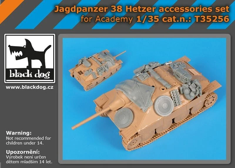 BLACK DOG SET ACCESSORI RESINA JAGDPANZER 38 HETZER 1:35 T35256 - Immagine 1 di 1
