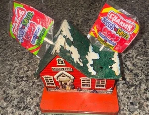 Darling! VTG US Metal Toy Tin Litho School House Bank P.S.23 Lollipop Holder! - Picture 1 of 9