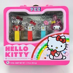 Hello Kitty Pez Dispensers, Set of 4 with Candy and Lunch Box Pink Tin  - Picture 1 of 9
