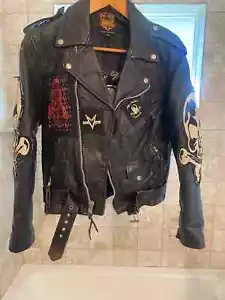 Chaqueta de motociclista de cuero negra limitada MARC VACHON SLASH Guns and Roses NUNCA USADA - Imagen 1 de 14