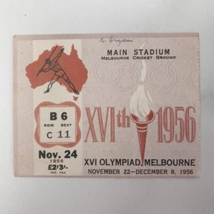 Vintage 1956 Melbourne Olympics Ticket MCG Paper Ephemera - Picture 1 of 6