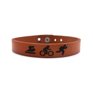 Triathlonarmband Personalisierter Leder - Farbwahl - längenverstellbar - Bild 1 von 8