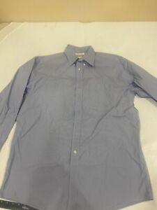 Gold Label Round Tree & Yorke Shirt Mens 17/34 Blue Button Up Long Sleeve