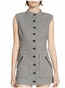 Mini Vestido Talla 10 NUEVO CON ETIQUETAS BARBA VERÓNICA Leigh Blanco y Negro Diente de Gallo Vaina $598 - Imagen 1 de 10