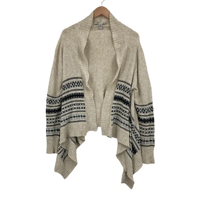 American Rag Cie кардиган свитер женщин большой бежевый Fair Isle вязаный открытый передний - Изображение 1 из 4