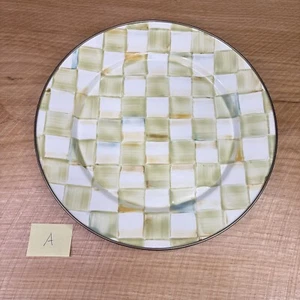 MacKenzie Childs Parchment Check Enamel Charger Dinner Plate 12" Retired - Picture 1 of 11