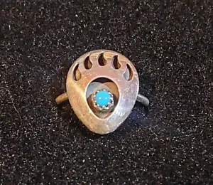 Navajo ~ Anillo Pata de Oso Turquesa y Plata de Ley ~ Talla 7 - Imagen 1 de 6