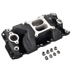 Air Gap Dual Plane Aluminum Intake Manifold For SBC Small Block Chevy 350 400 BK - Picture 1 of 8