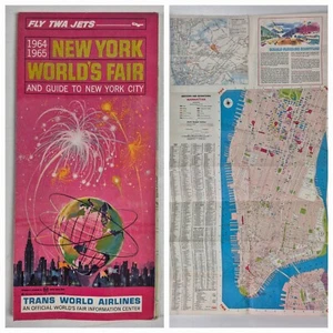 New York World’s Fair 1964-1965 Trans World Airlines TWA Paper Map Manhattan - Picture 1 of 6