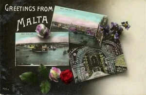 Postal malta, SLIEMA, etapa de aterrizaje, fortaleza de San Ángel, capilla (1910) RPPC - Imagen 1 de 2