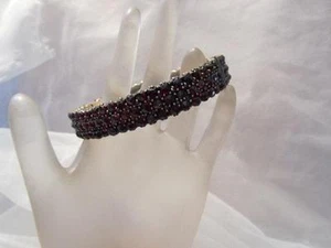 1800-1900er Vintage-Antik viktorianisch rosa geschnitten böhmischer Granat Armband (3) Reihen - Bild 1 von 10