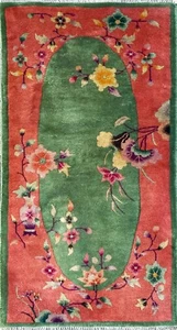 Antique Art Deco Chinese Rugs, 2' x 3'10" , c-1920 #17459 - Picture 1 of 10