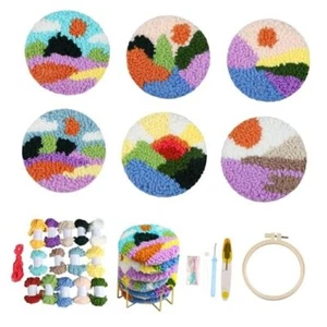 Punch Needle Coasters Kit,Landscape Punch Needle Embroidery Complete Kits for - Picture 1 of 7