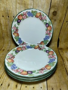 Vtg Noritake Epoch Market Day Fruit Korea Set Of 4 Dinner Plates - Picture 1 of 5