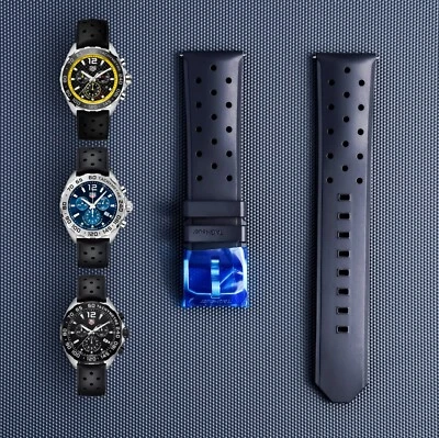 Auténtica correa de goma negra Tag Heuer F1 21,5 mm FT8024/BT0724 para modelo CAZ/WAZ Foto 1 de 4