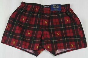 Ralph Lauren Classic Fit Red Plaid Multi Gold Pony Boxer Shorts NWT