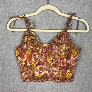 Patrons of Peace Crop Top Large Orange Tank Bloom Ruffle Boho Coastal Cowgirl - Picture 1 of 10