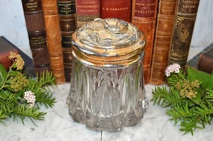 Antiguo frasco de tabaco Art Nouveau figurativo pipa en tapa vidrio cortado Apollo Silver Co - Imagen 1 de 9