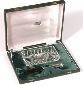 PRL) POSATA BURRIERA CRISTALLO COLTELLO ARGENTO 800 SILVER KNIFE BUTTER PLATA - Picture 1 of 6