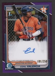 2024 Bowman Chrome ESMIL VALENCIA 191/250 Auto Purple Refractor Astros #CPA-EVI - Picture 1 of 1