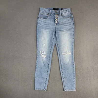 Pantalones de mezclilla Lucky Brand para mujer 2/26 azul tiro alto ajustados Bridgette botón mosca Foto 1 de 4