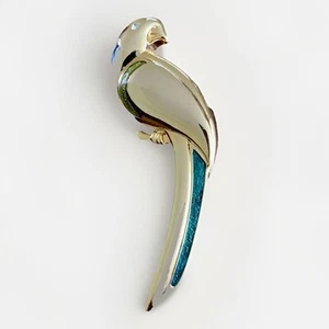 Liz Claiborne Signed LC Parrot Pin Brooch Blue & Green Enamel Accent J0264 - Bild 1 von 5