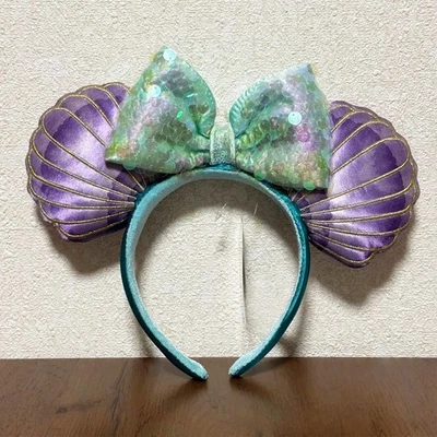 Disney-Parques La Sirenita Púrpura Concha Marina Orejas de Minnie Princesa Diadema Foto 1 de 4