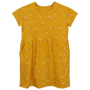Cat & Jack Girls Relaxed Fit Short Sleeve Knit Dress in Mustard Rainbow, XL (14) - Picture 1 of 2