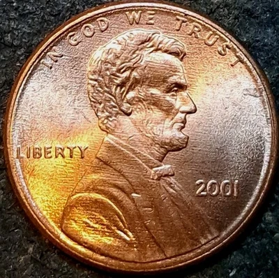 Broadstrike ~ 2001 P Lincoln Memorial Cent 1C ~ Mint Error Penny - Image 1 of 2