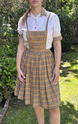 Conjunto de 2 piezas blusa falda tirantes jersey vintage años 50 Patti Lee California S Foto 1 de 4