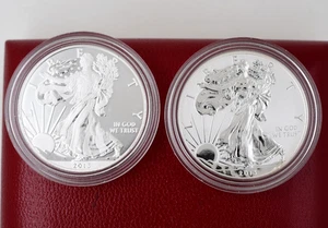 2013 W Reverse Proof & Enhanced Finish Silver Eagle 2 Coin Set West Point - Picture 1 of 4