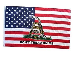 Bandera estadounidense Don't Tread On Me de 3 x 5 con bordes de doble costura, - Photo 1 sur 8