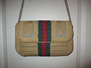 Handgefertigte Paracord Kunststoff Canvas Gucci-inspirierte Handtasche 11" x 7,5" x 2,75" Messing - Bild 1 von 15