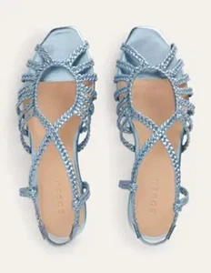 BODEN Woven Multistrap Braided Flat Sandals Blue 39 UK 6 - Picture 1 of 4