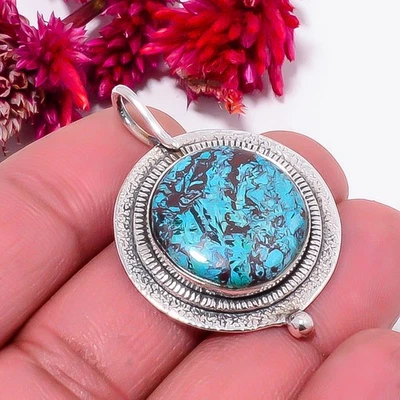 Кулон из стерлингового серебра 925 пробы с азуритом и бисби-шахтами 1,56 дюйма Sk46, рождественский подарок - Изображение 1 из 4