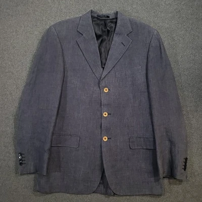 Blazer de lino Sartoria para hombre 40R azul gris traje chaqueta abrigo deportivo sin estructura Foto 1 de 4