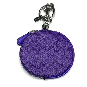 Coach runder Münzbeutel Taschenanhänger aus charakteristischem Canvas neu - Bild 1 von 6