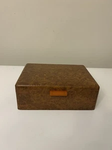 Antique 19th Century Burl Wood Box With Bakelite Handle And Original Mirror - Picture 1 of 17